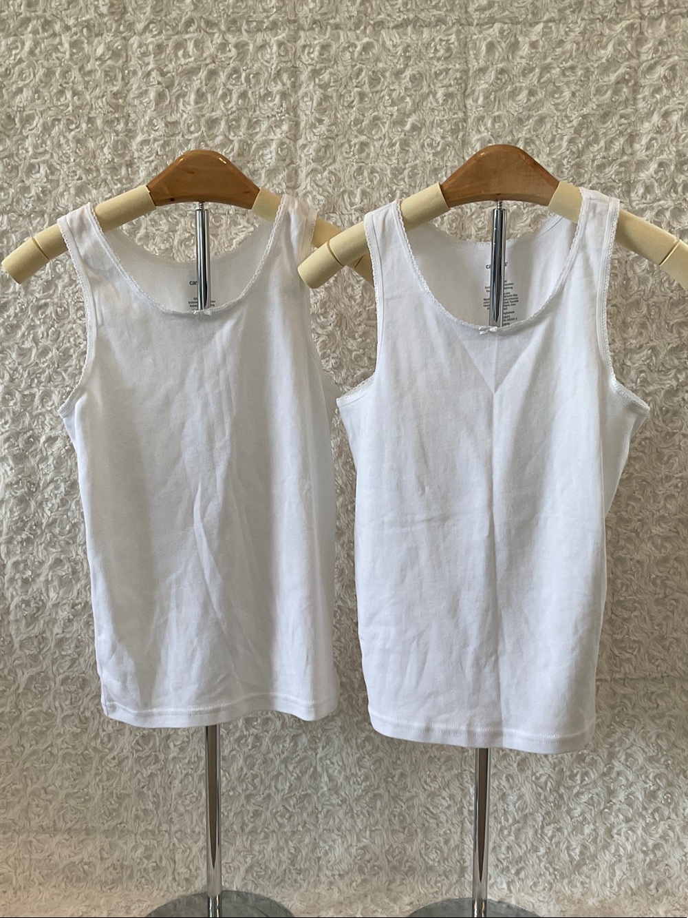 Carter's White Ribbed Cotton Undershirt with Scalloped Trim